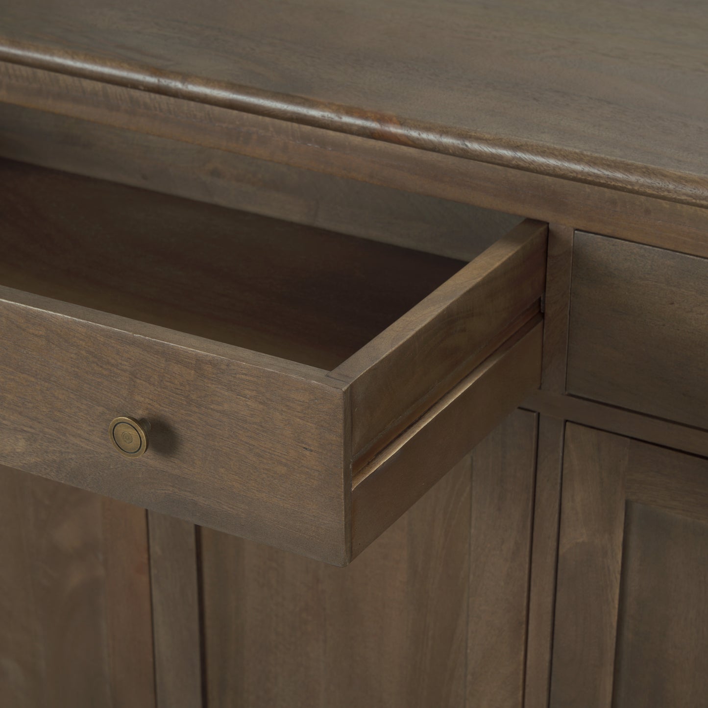 Baron Dark Brown Solid Wood w/ Antiqued Aged Brass Knobs 3-Drawer 6-Door Sideboard