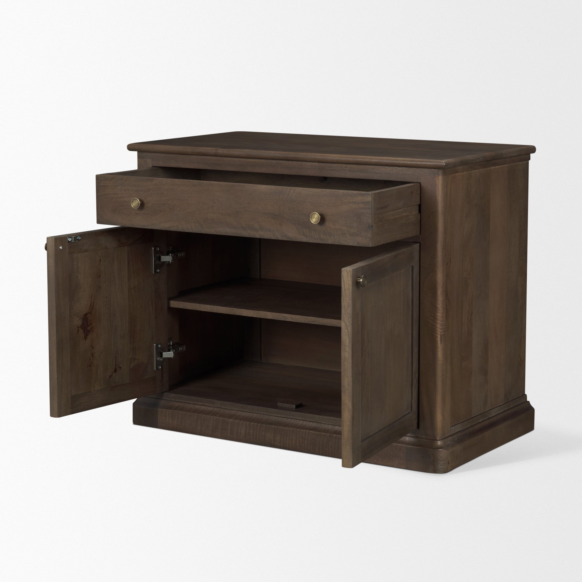Baron Dark Brown Solid Wood w/ Antique Knobs 2-Door Accent Cabinet