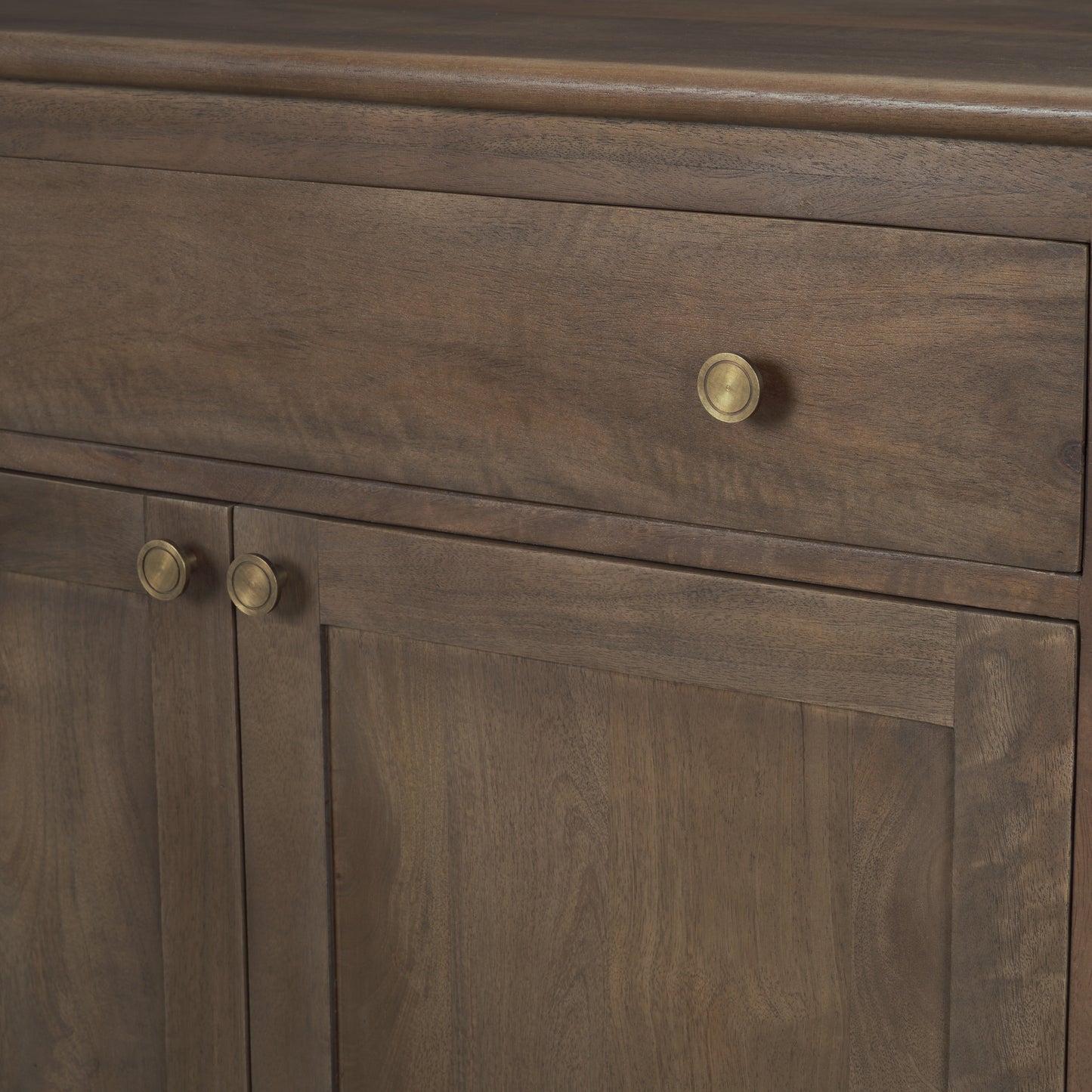 Baron Dark Brown Solid Wood w/ Antique Knobs 2-Door Accent Cabinet
