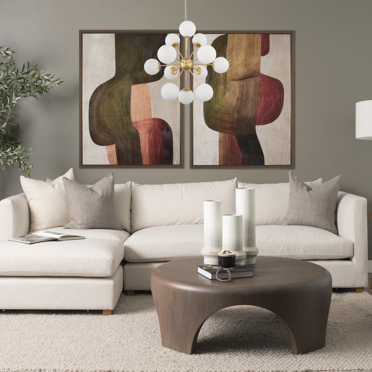 Barbara Brushed Gold Metal w/ Frosted Glass Globes 11-Light Chandelier