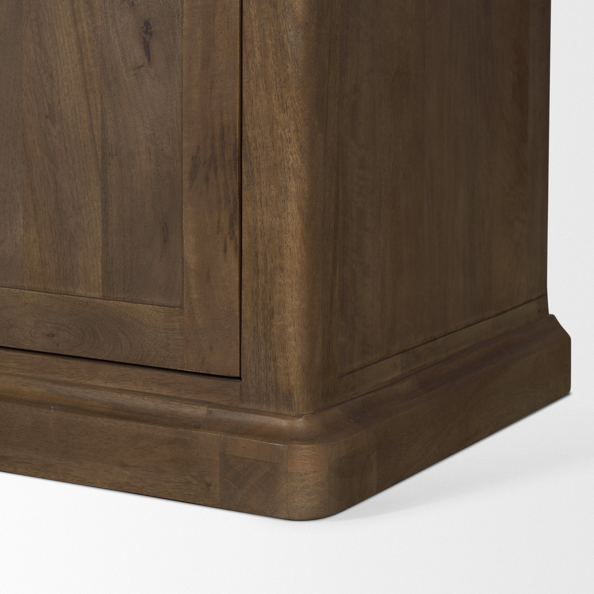 Baron 4-Door Dark Brown Wood w/ Antique Brass Metal Open Shelving Unit