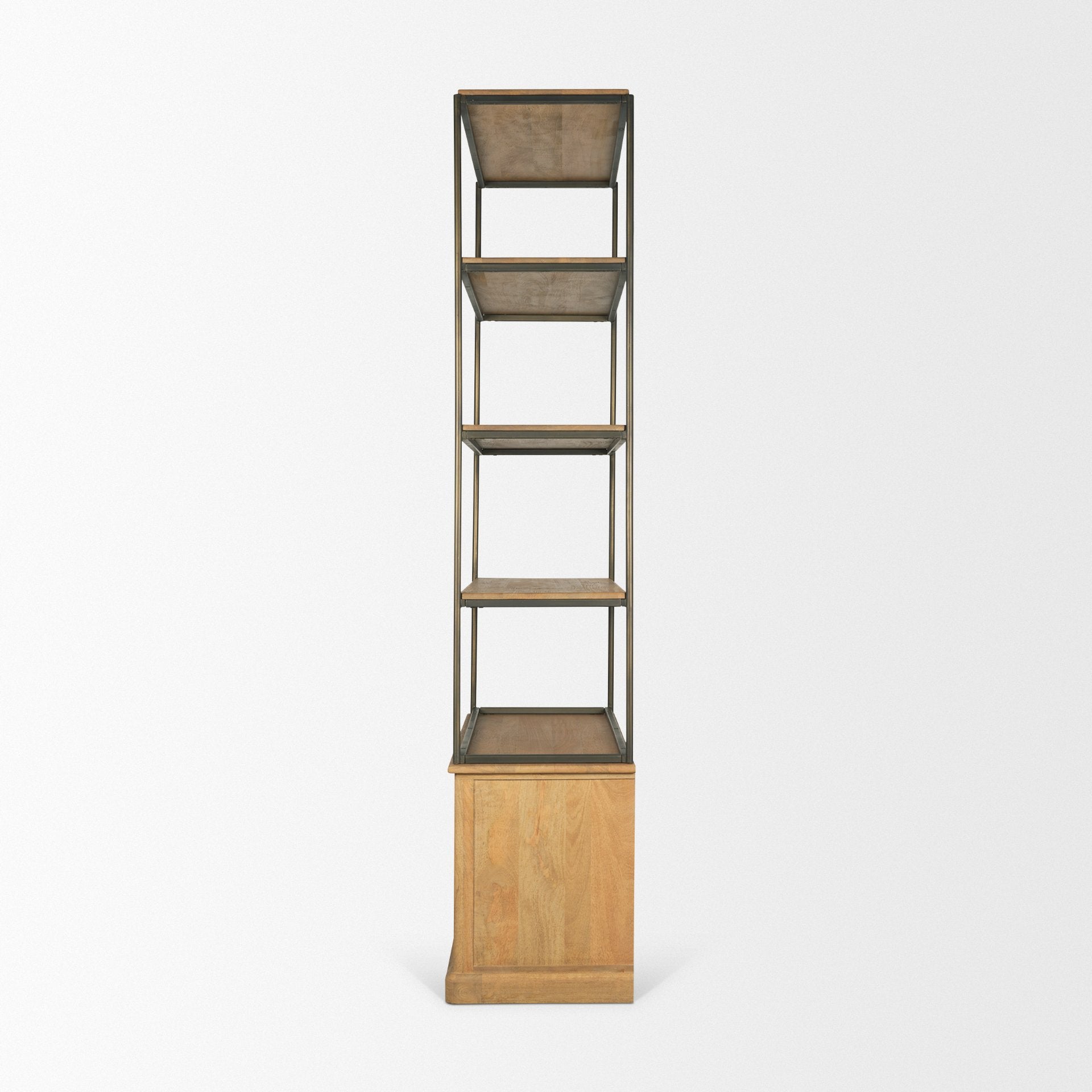 Baron Light Brown Wood w/ Gunmetal 2-Door Open Shelving Unit