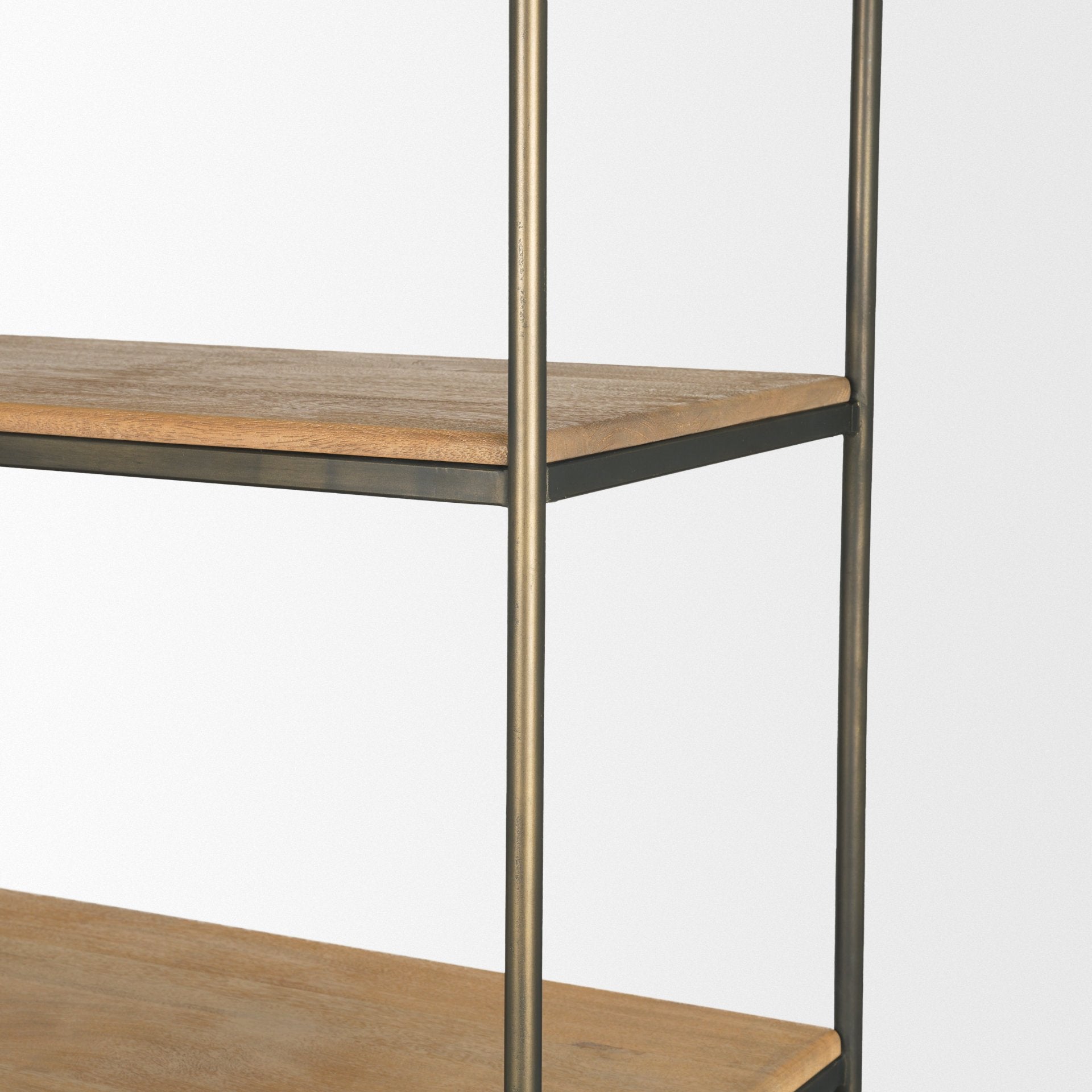 Baron Light Brown Wood w/ Gunmetal 2-Door Open Shelving Unit