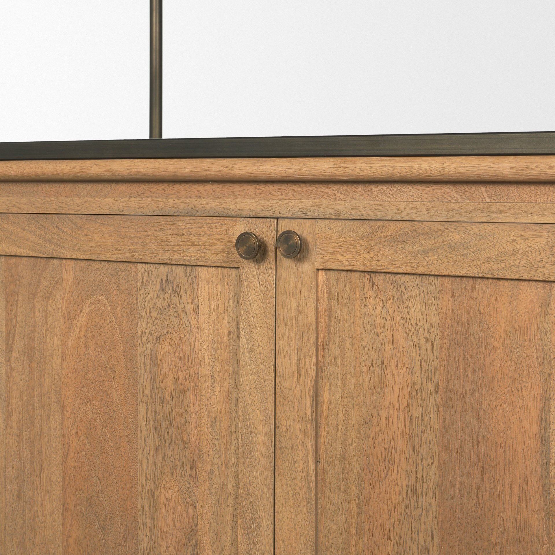 Baron Light Brown Wood w/ Gunmetal 2-Door Open Shelving Unit