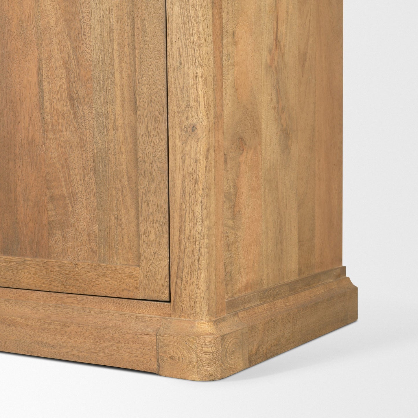 Baron Light Brown Wood w/ Gunmetal 2-Door Open Shelving Unit