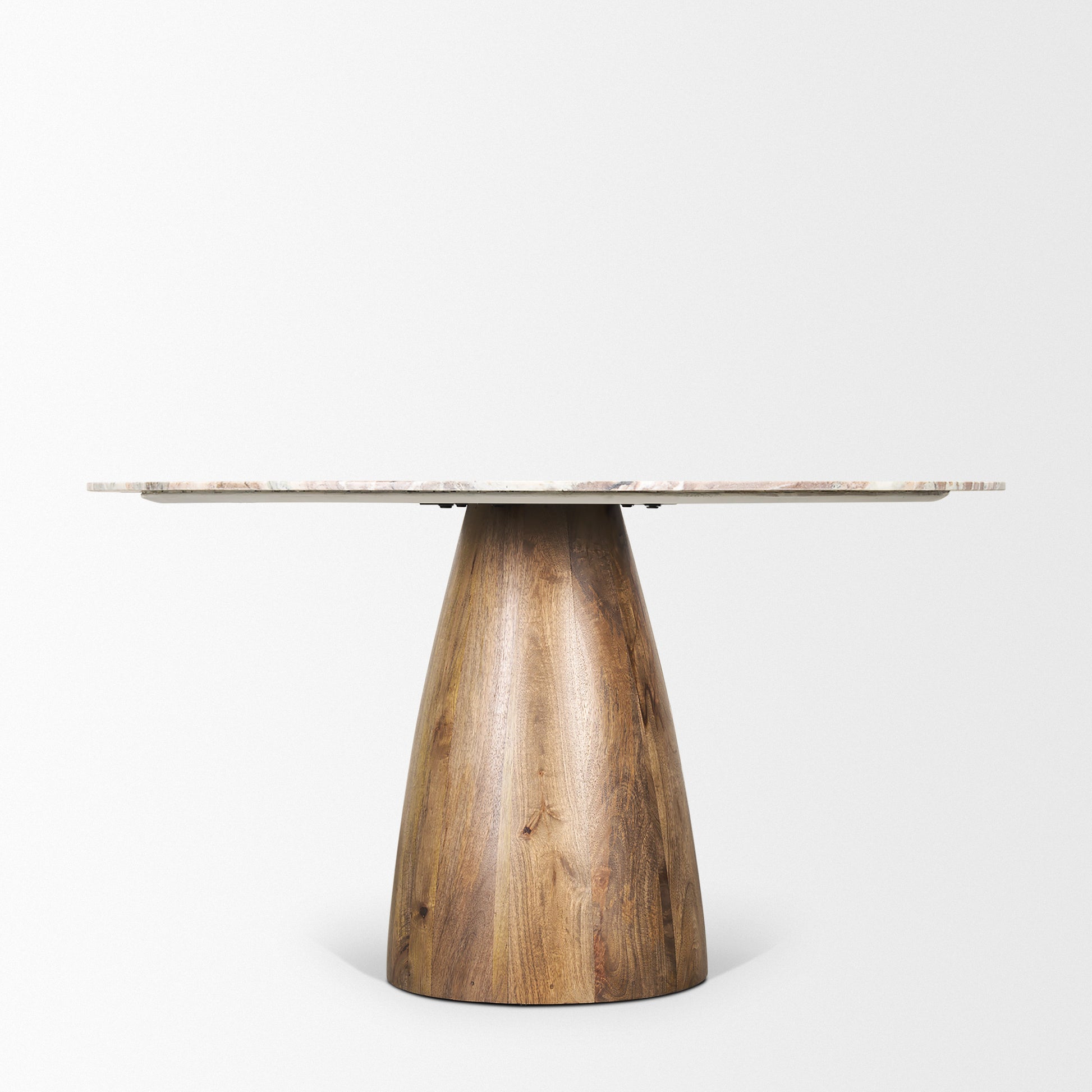 Allyson 54" Round Brown Pedestal w/Savar Pink Marble Top Dining Table