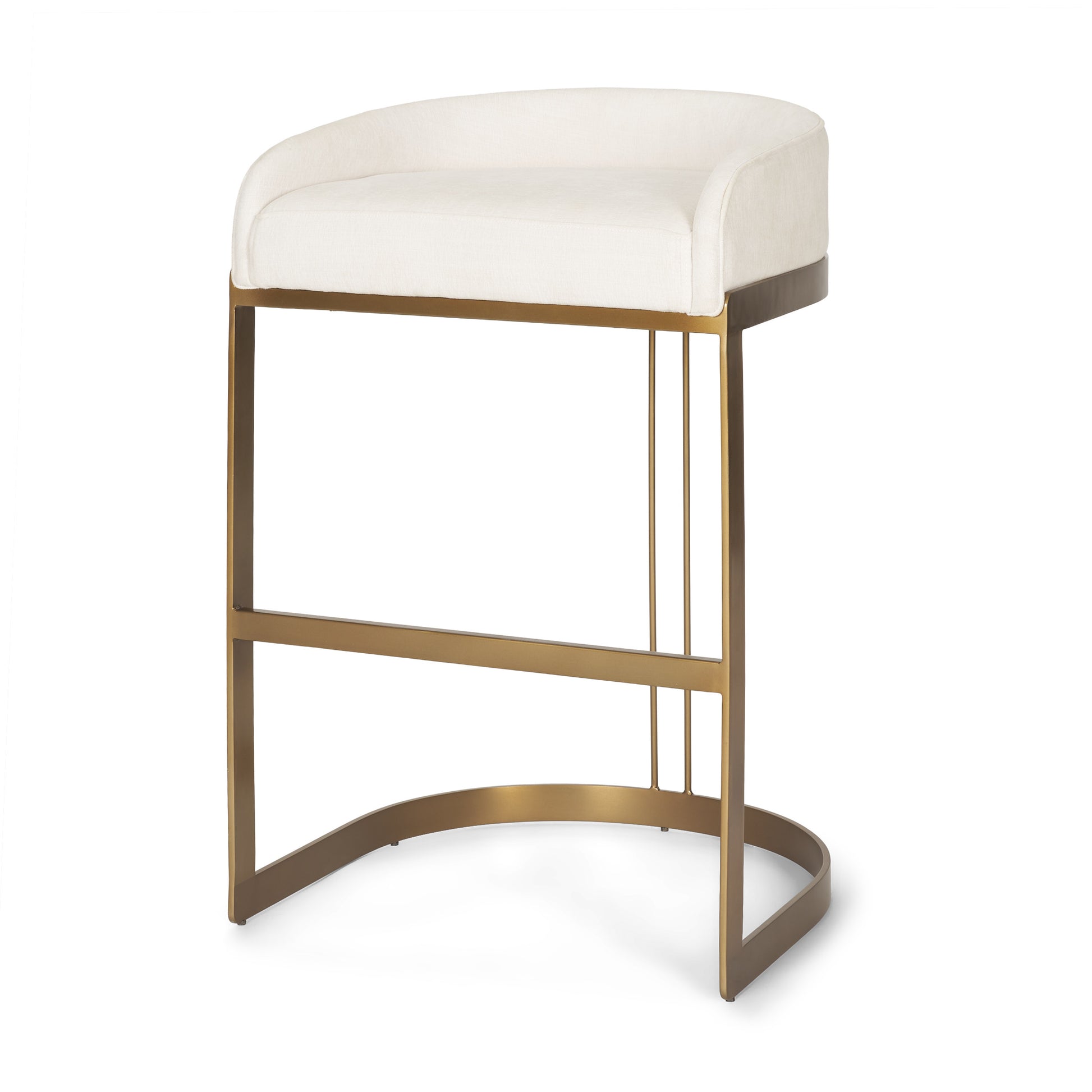 Hollyfield Cream Fabric Seat W/ Gold Metal Base Bar Stool