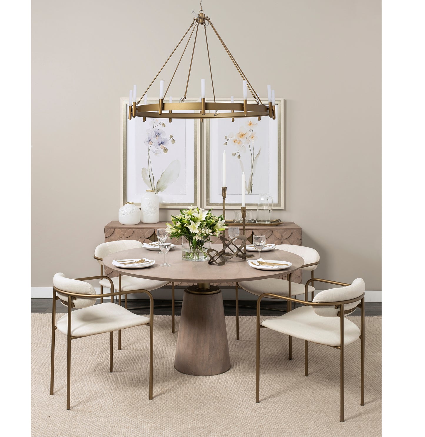 Parker I Cream Fabric Seat Gold Metal Frame Dining Chair
