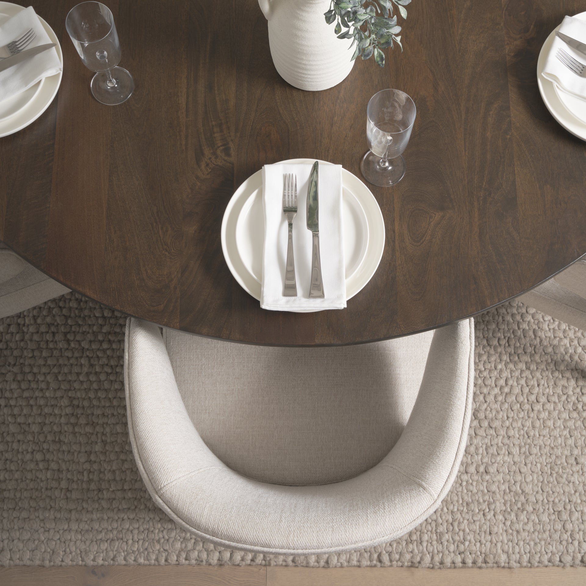 Niles 20" Seat Height Cream Fabric Seat W/ Dark Brown Wooden Legs Wingback Dining Chair