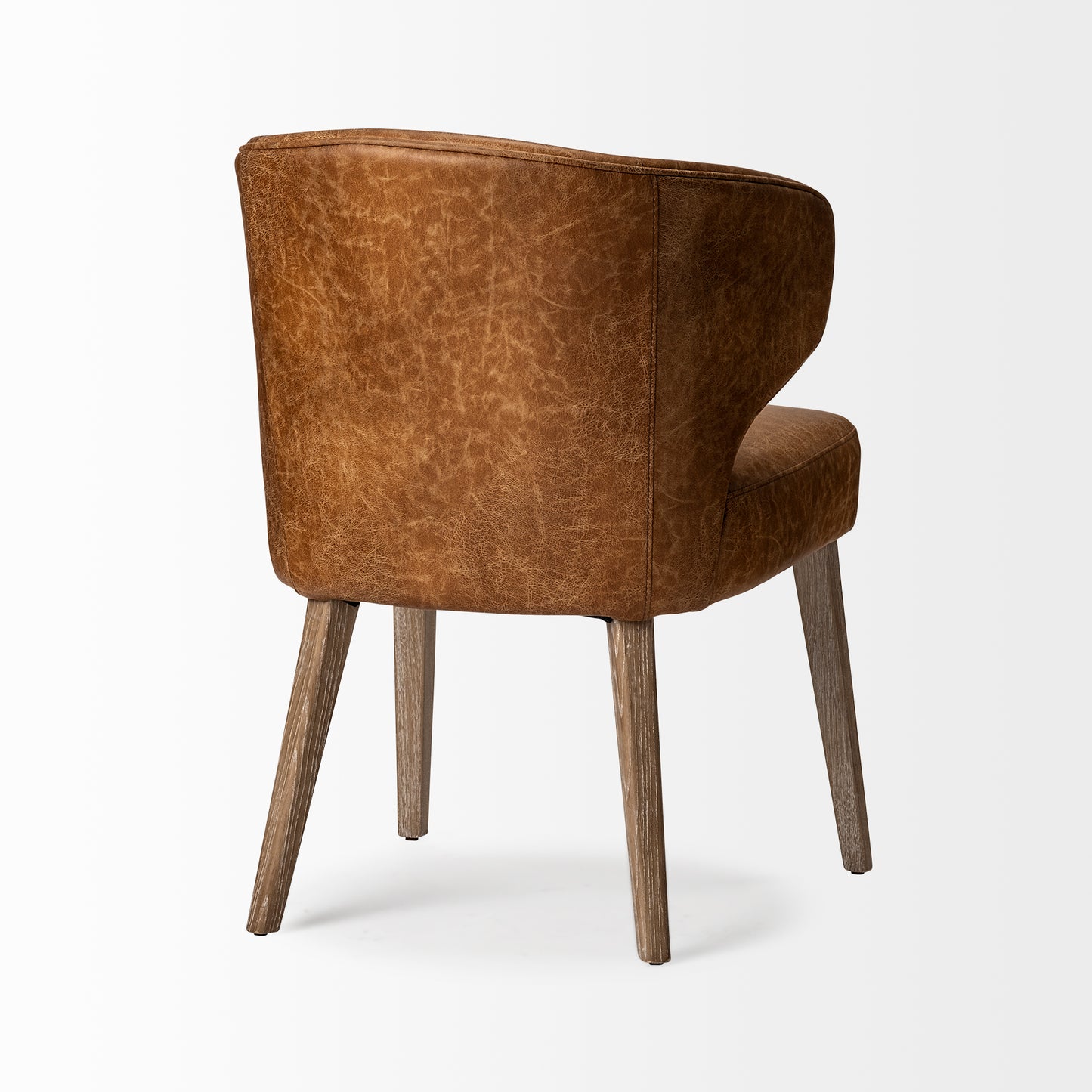 Niles 20" Seat Height Brown Faux Leather Seat W/Brown Wooden Legs Wingback Dining Chair