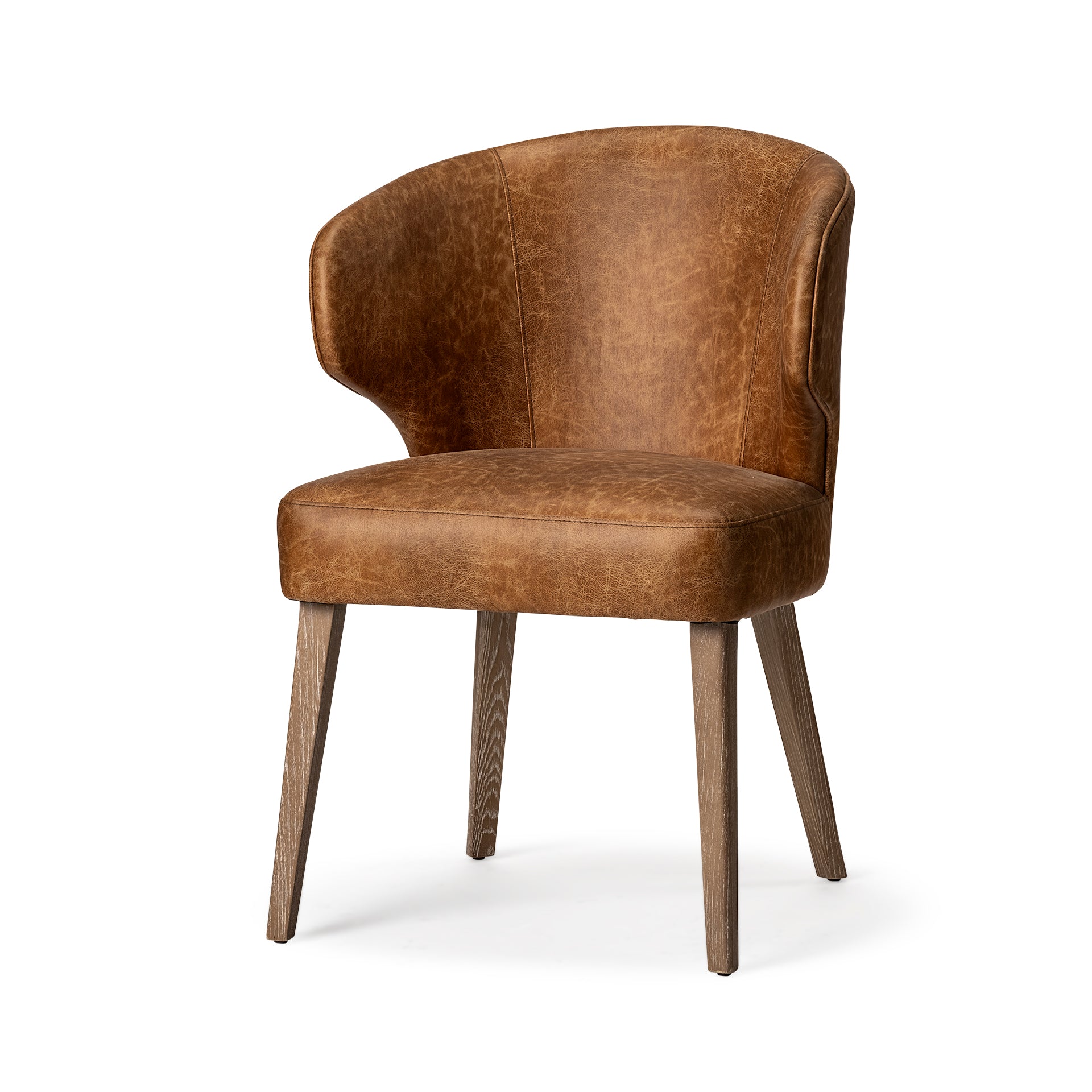 Niles 20" Seat Height Brown Faux Leather Seat W/Brown Wooden Legs Wingback Dining Chair