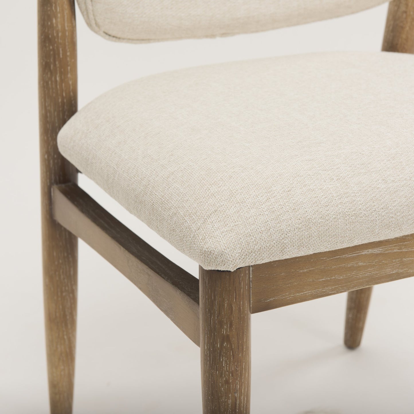 Cline Cream Fabric Upholstered and Light Brown Wood Dining Chair