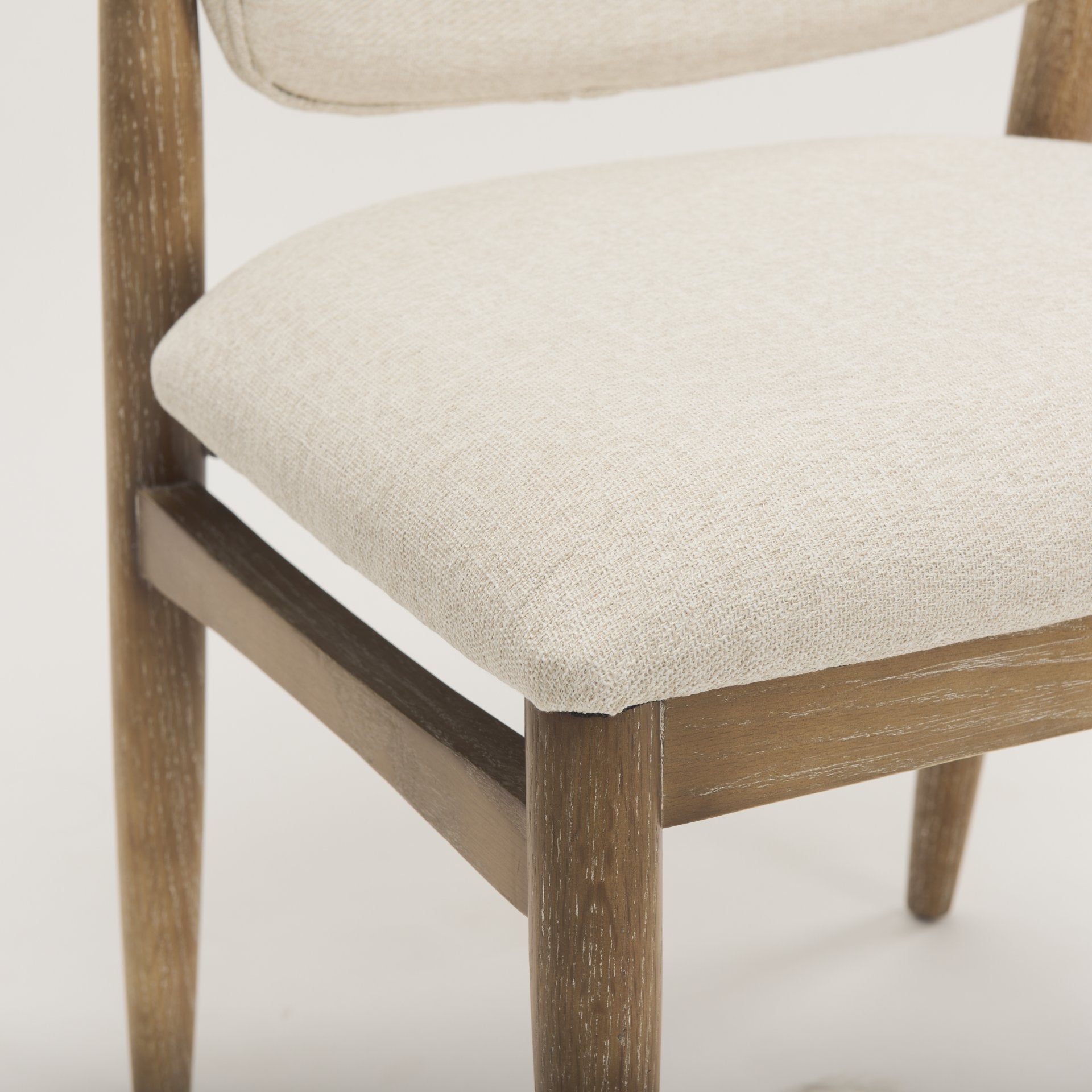 Cline Cream Fabric Upholstered and Light Brown Wood Dining Chair
