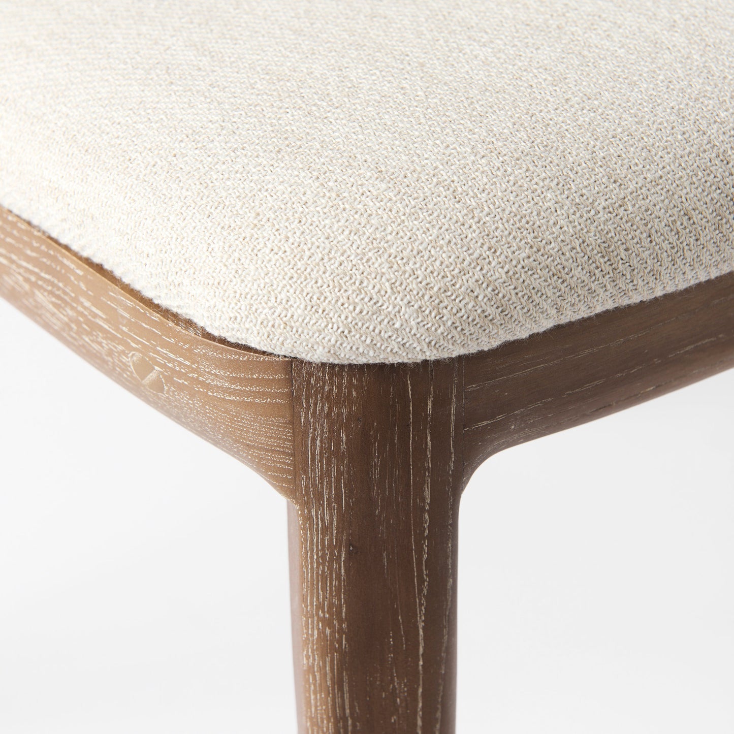 Clara Light Brown Beech Wood W/ Cream Fabric Seat and Cane Back Armless Dining Chair