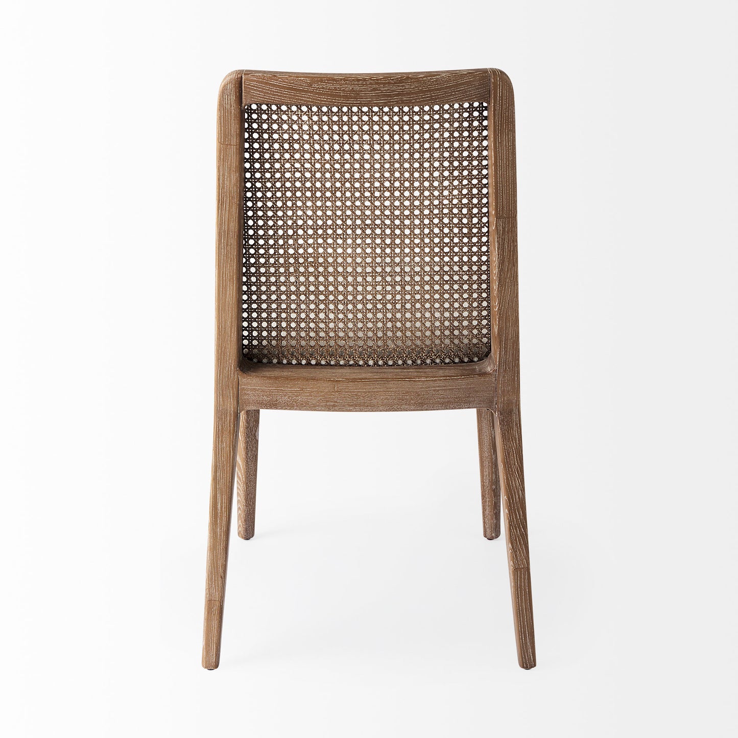 Clara Light Brown Beech Wood W/ Cream Fabric Seat and Cane Back Armless Dining Chair