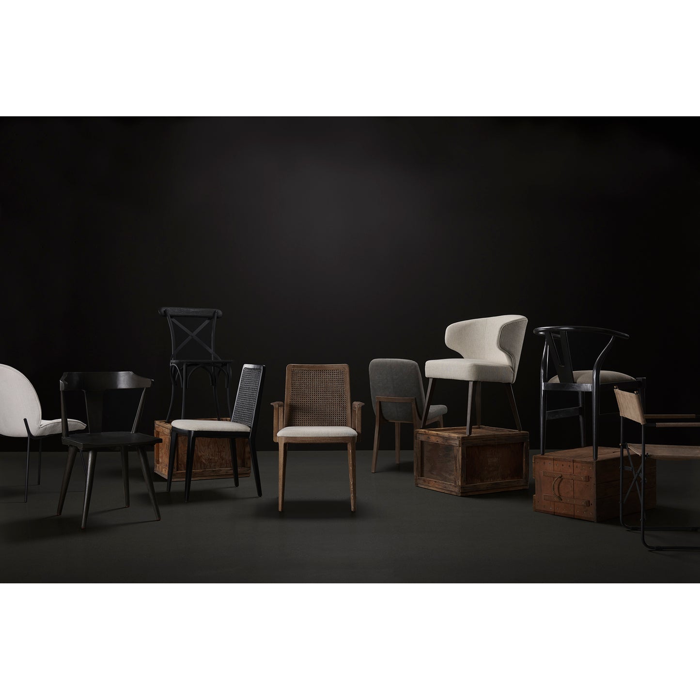 Clara Black Beech Wood W/ Cream Fabric Seat and Cane Back Armless Dining Chair