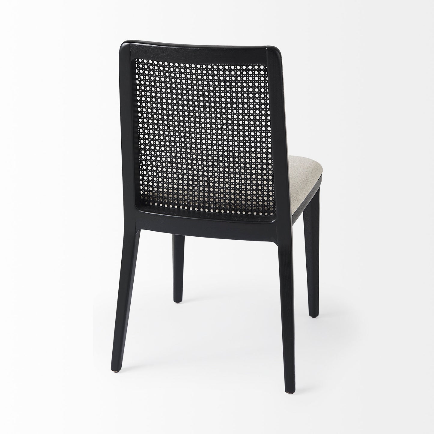 Clara Black Beech Wood W/ Cream Fabric Seat and Cane Back Armless Dining Chair