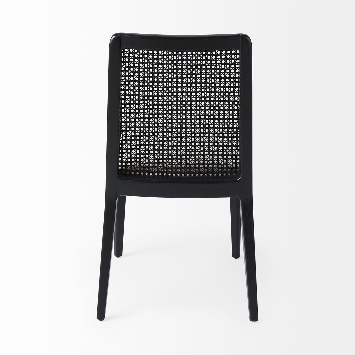 Clara Black Beech Wood W/ Cream Fabric Seat and Cane Back Armless Dining Chair