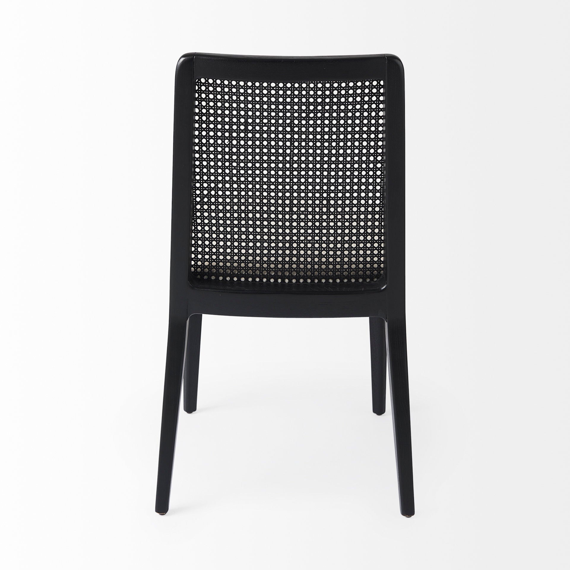 Clara Black Beech Wood W/ Cream Fabric Seat and Cane Back Armless Dining Chair