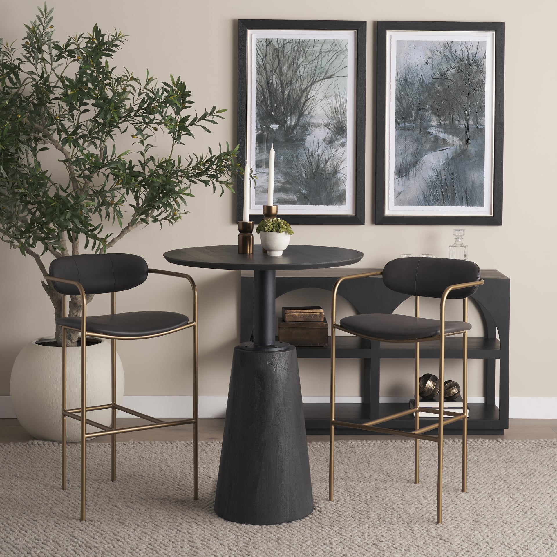 Parker Brown Faux Leather Seat Gold Metal Bar Stool