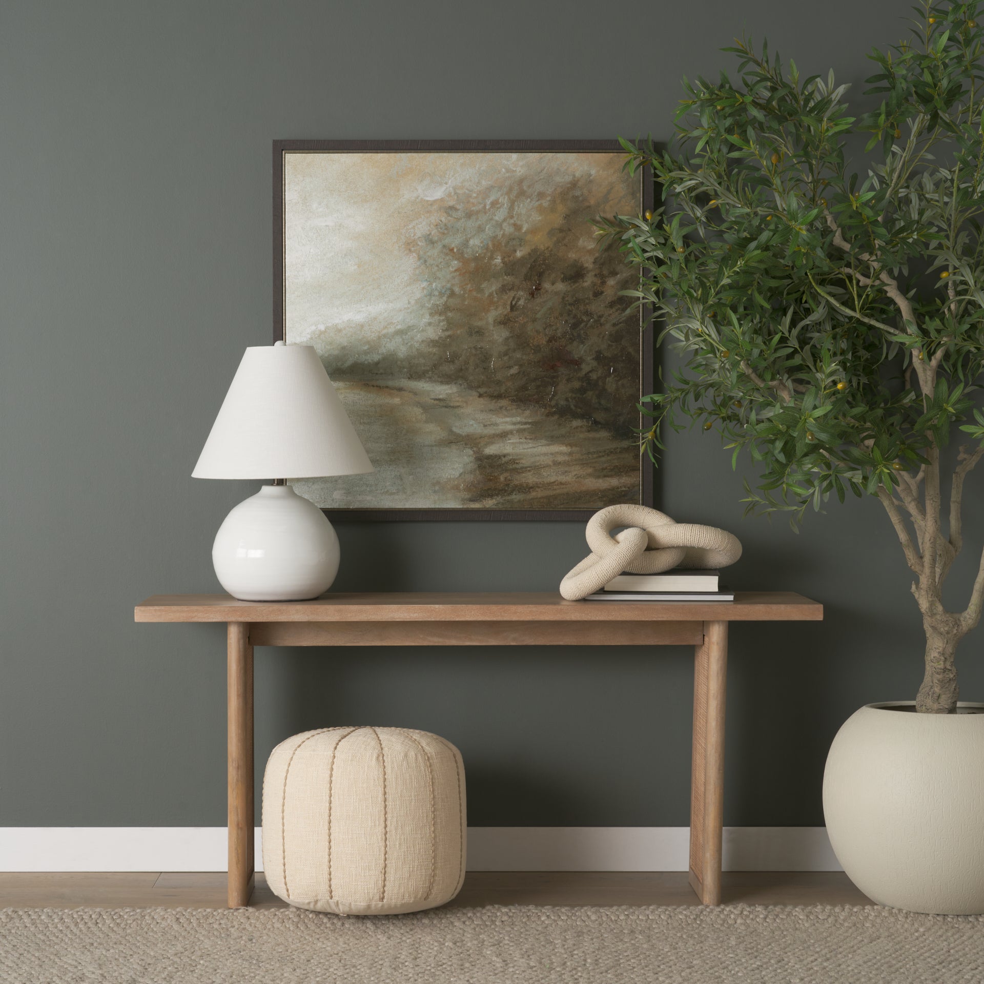 Sachi Beige w/ Stitching Pouf