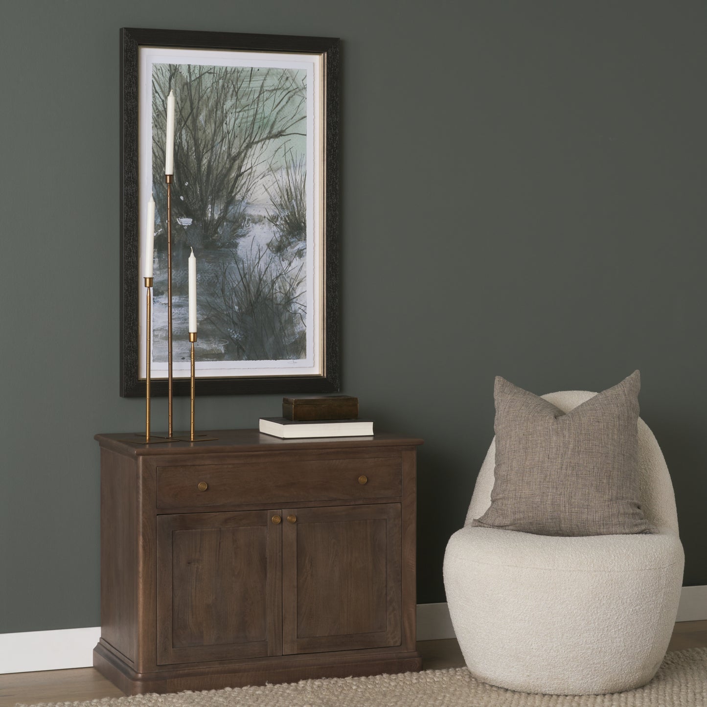 Baron Dark Brown Solid Wood w/ Antique Knobs 2-Door Accent Cabinet