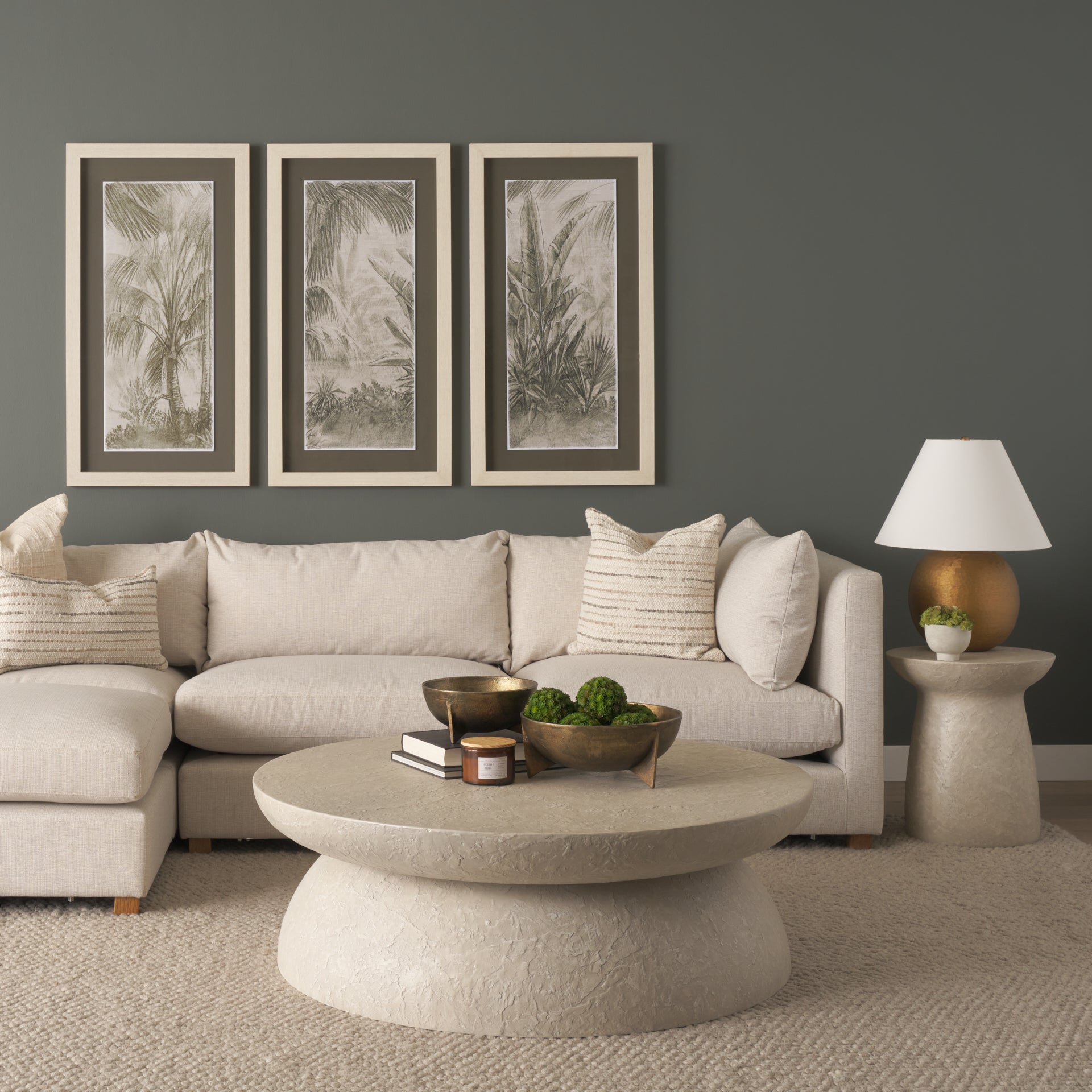 Sadiyah Antiqued Gold Brushed Metal w/ Cream Shade Table Lamp