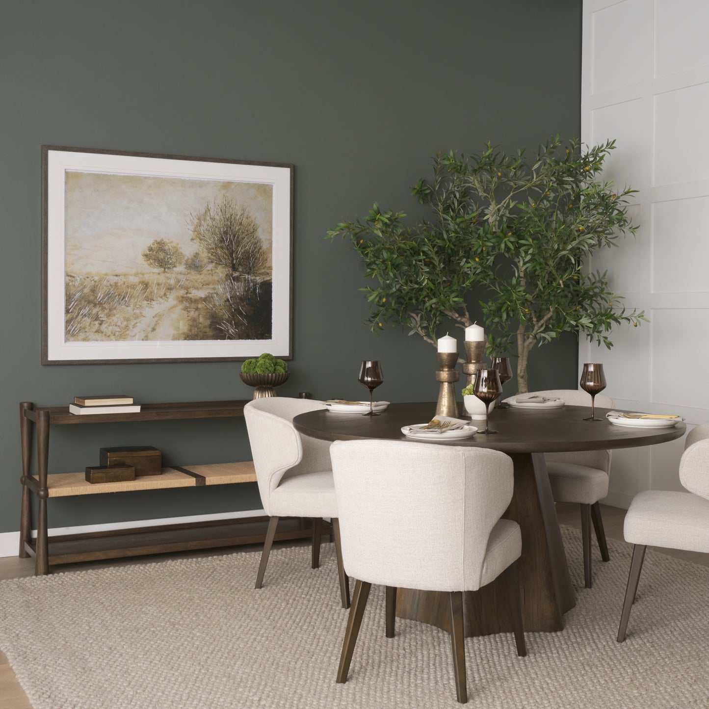Jovani 60" Solid Dark Brown Mango Wood Round Dining Table