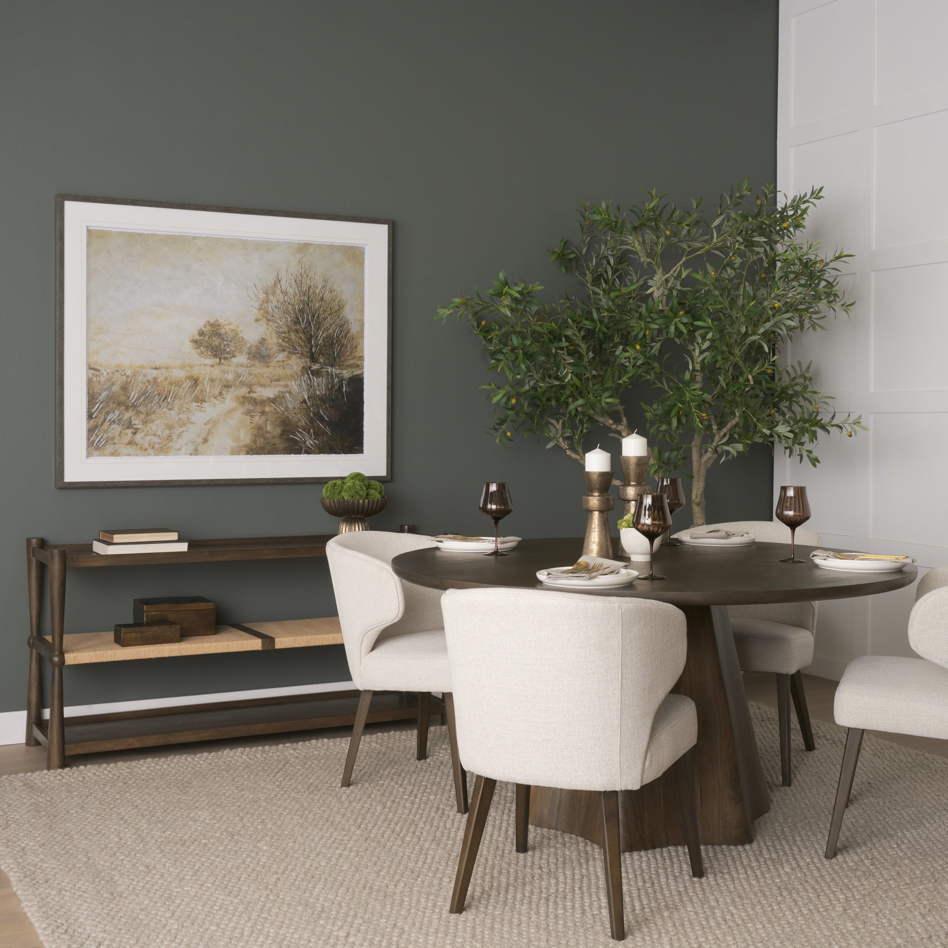 Jovani 60" Solid Dark Brown Mango Wood Round Dining Table
