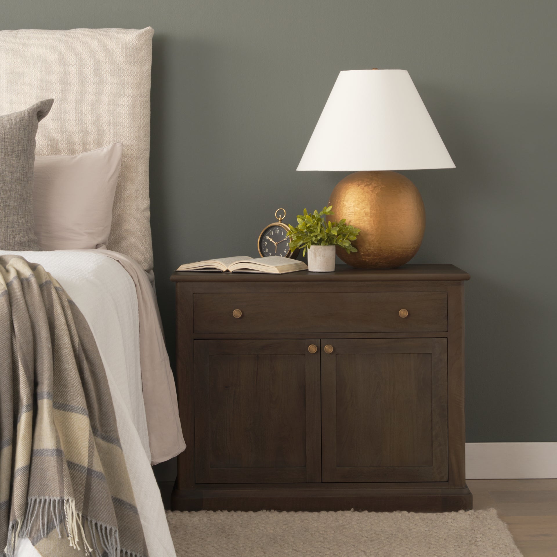 Baron Dark Brown Solid Wood w/ Antique Knobs 2-Door Accent Cabinet