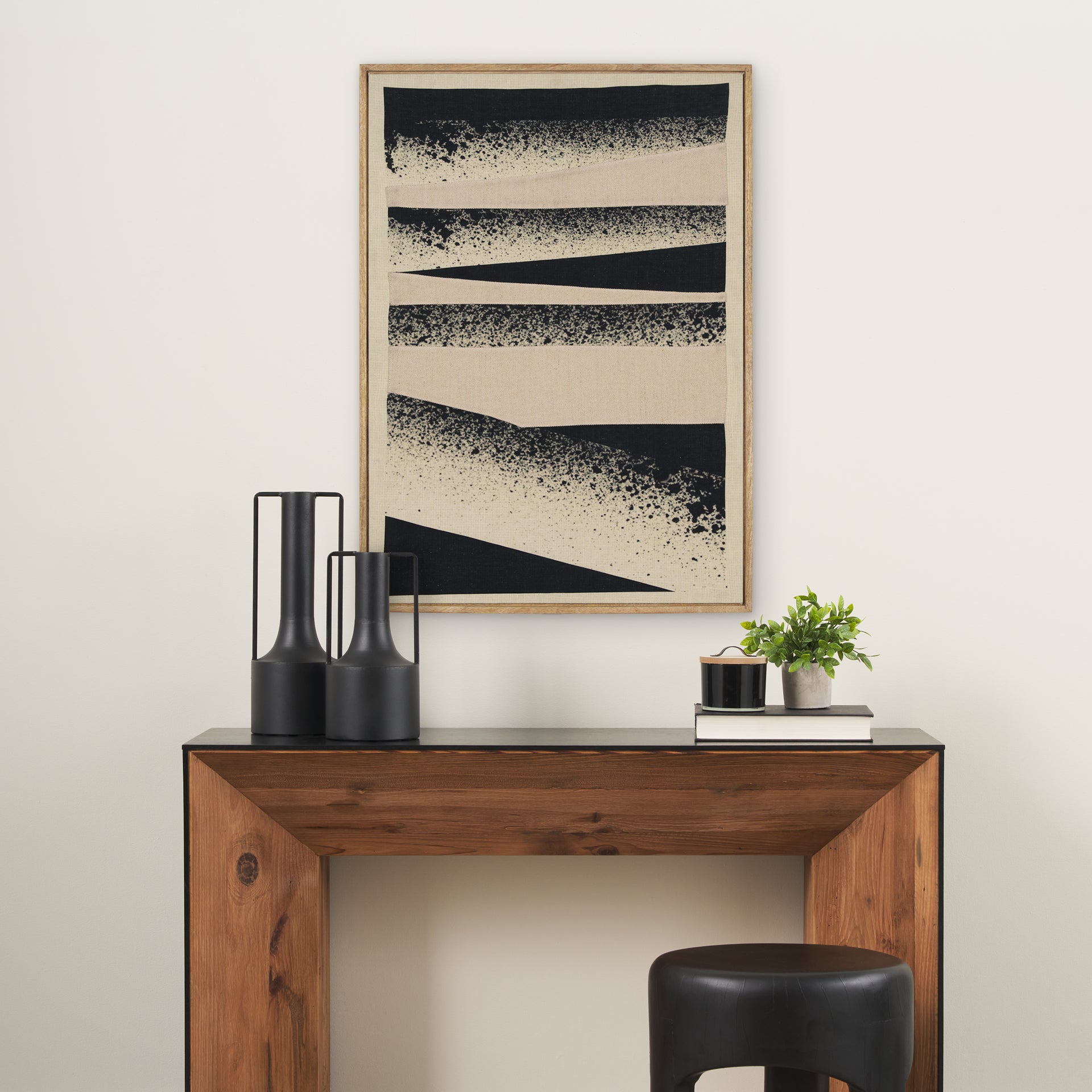 Revelin Small Fabric Collage Framed Linen Wall Art
