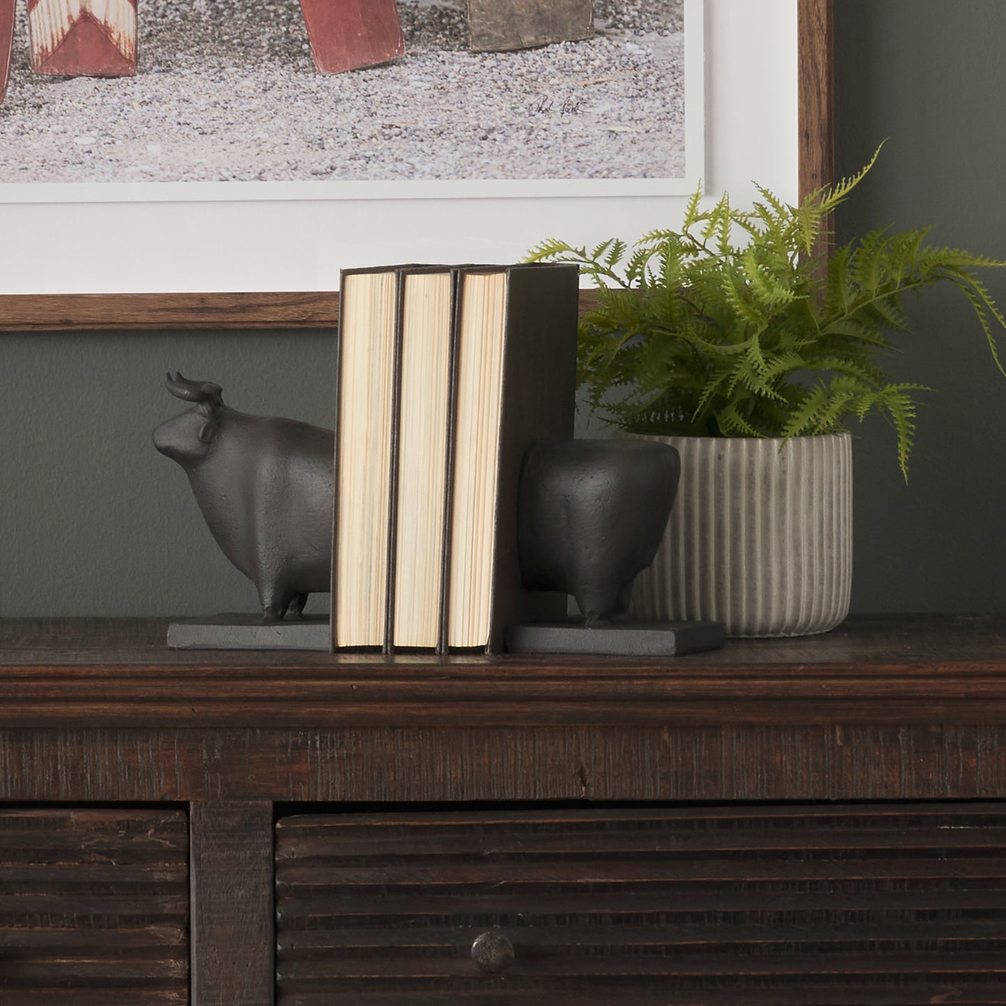 Taurus III (Set of 2) 9L x 4W Black Cast Aluminum Bull Bookends