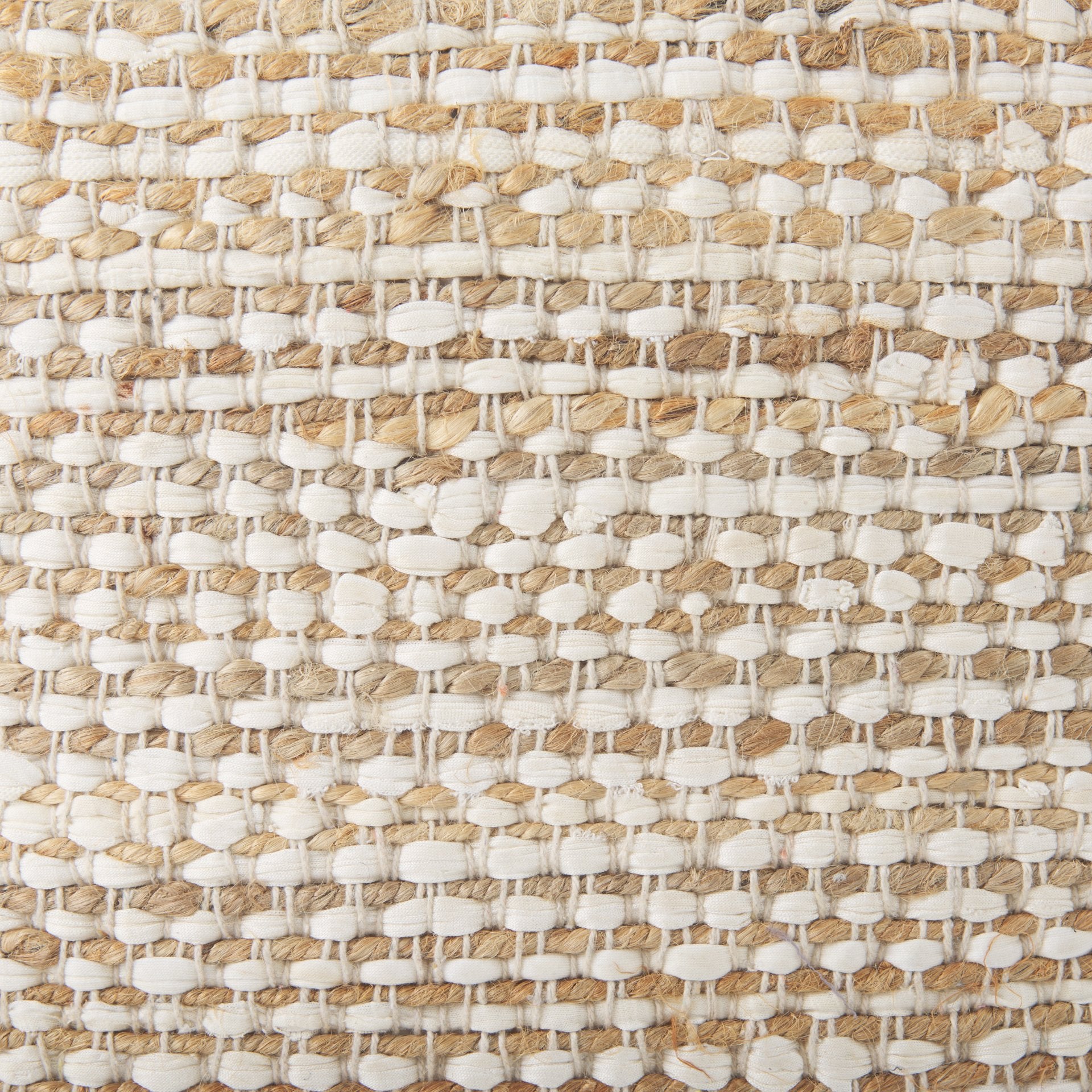 Ekani 16.0L x 16.0W x 16.0H Cream/Beige Cotton Pouf