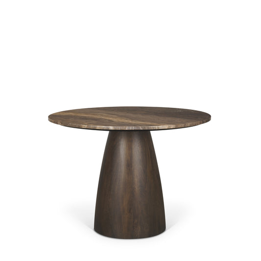 Allyson 42" Round Dark Brown w/ Cappuccino Marble Pedestal Dining Table