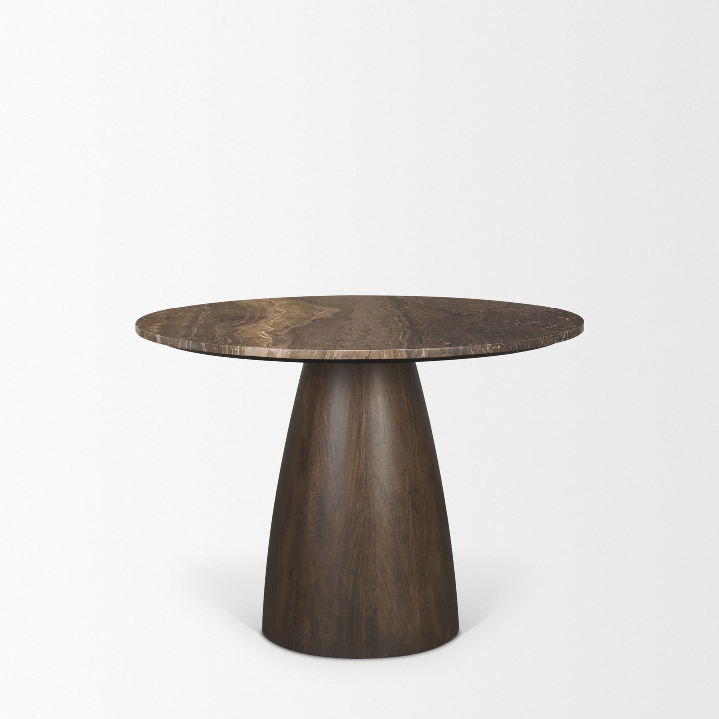 Allyson 42" Round Dark Brown w/ Cappuccino Marble Pedestal Dining Table