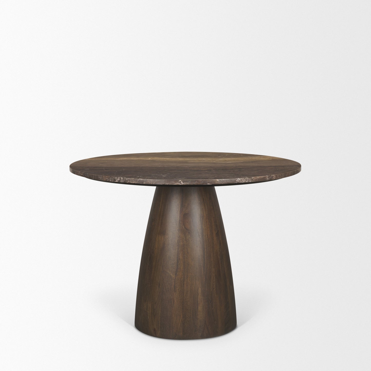 Allyson 42" Round Dark Brown w/ Cappuccino Marble Pedestal Dining Table
