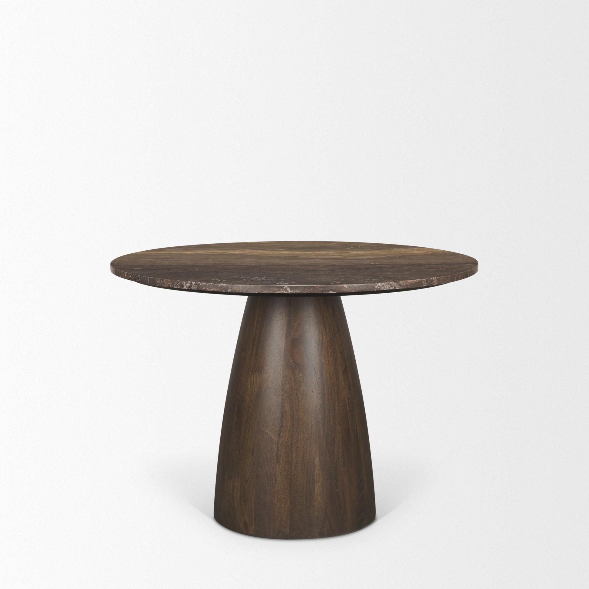 Allyson 42" Round Dark Brown w/ Cappuccino Marble Pedestal Dining Table