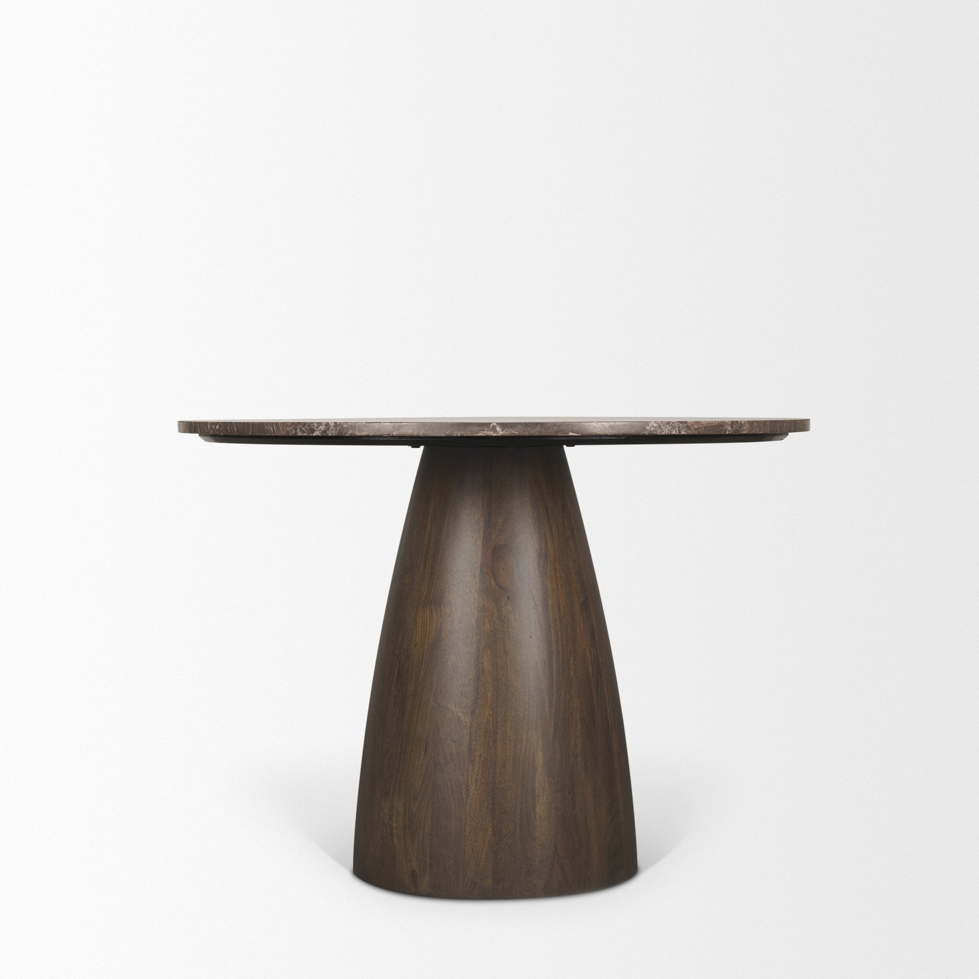 Allyson 42" Round Dark Brown w/ Cappuccino Marble Pedestal Dining Table