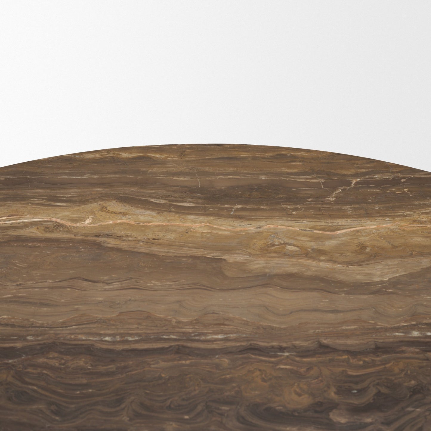 Allyson 42" Round Dark Brown w/ Cappuccino Marble Pedestal Dining Table