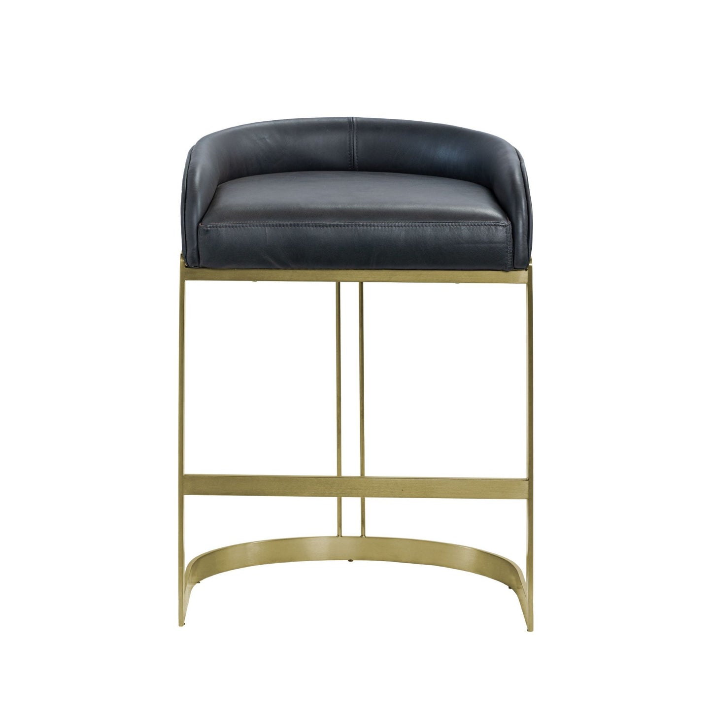 Hollyfield Black Leather Seat Gold Metal Base Counter Stool