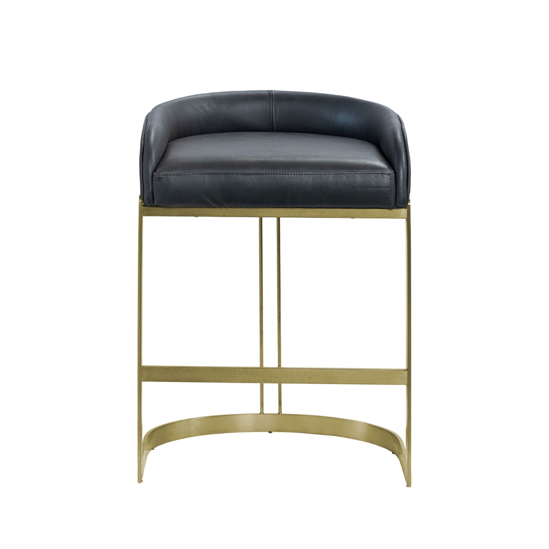 Hollyfield Black Leather Seat Gold Metal Base Counter Stool