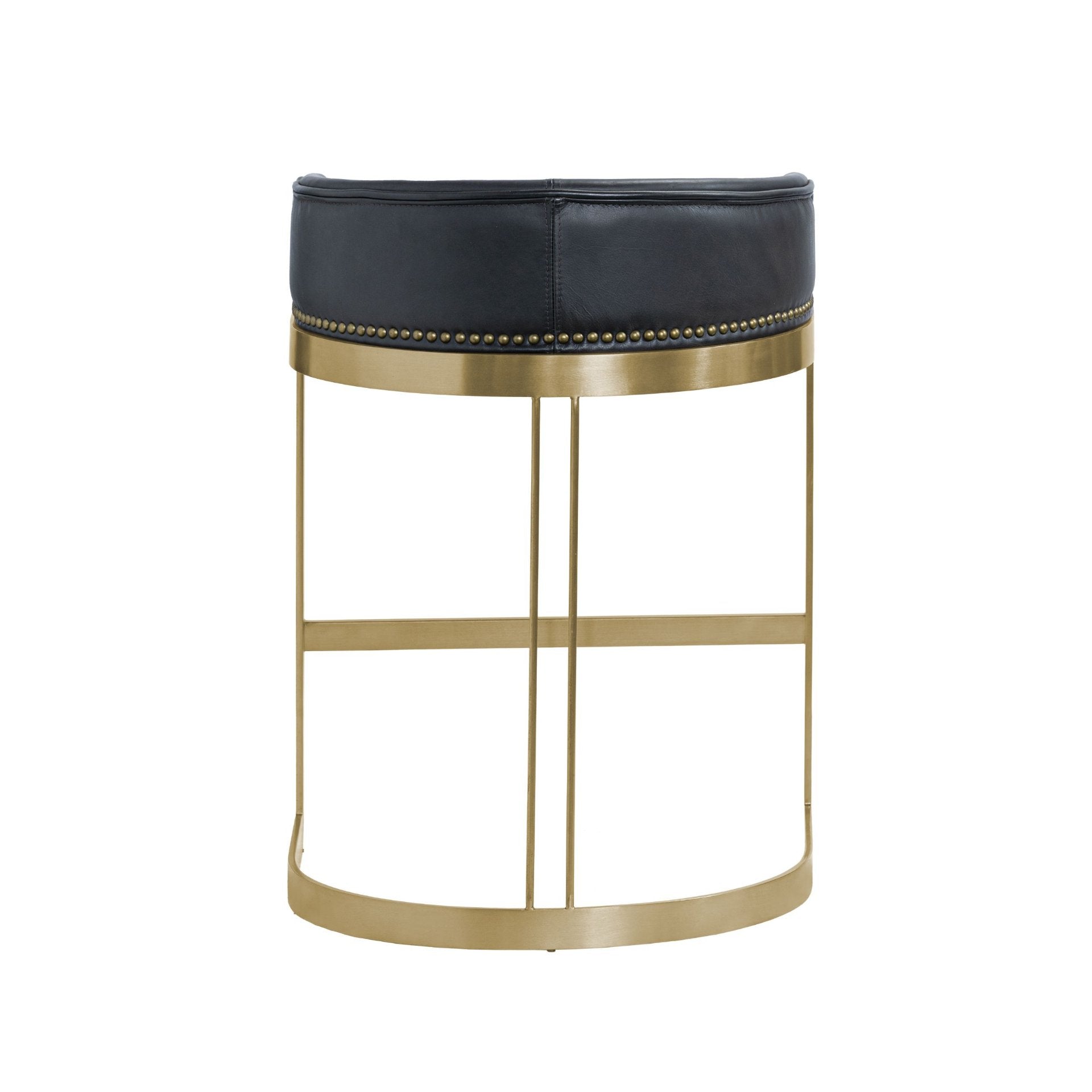 Hollyfield Black Leather Seat Gold Metal Base Counter Stool