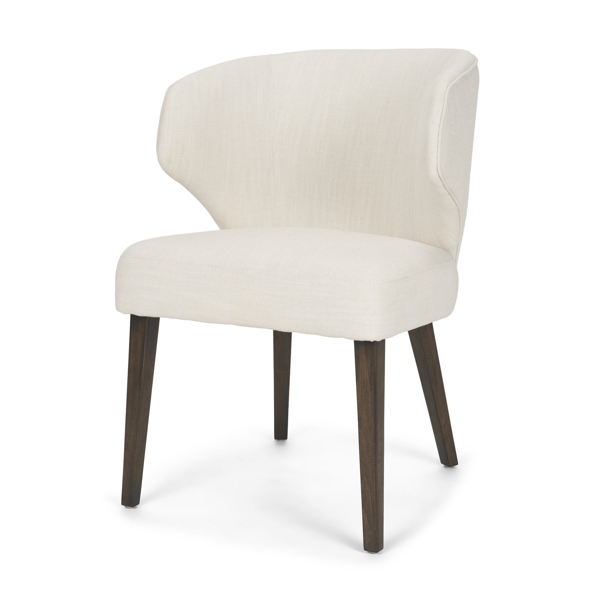 Niles 20" Seat Height Cream Fabric Seat W/ Dark Brown Wooden Legs Wingback Dining Chair