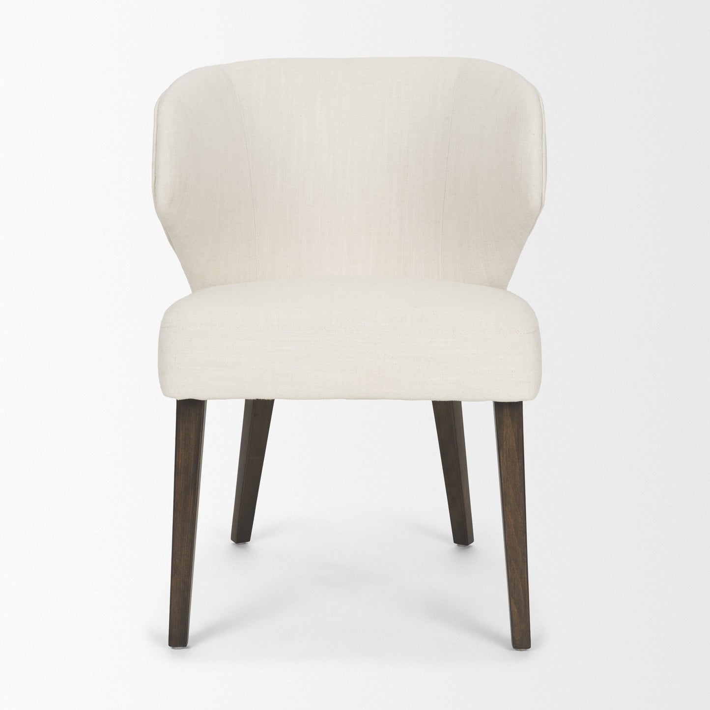 Niles 20" Seat Height Cream Fabric Seat W/ Dark Brown Wooden Legs Wingback Dining Chair