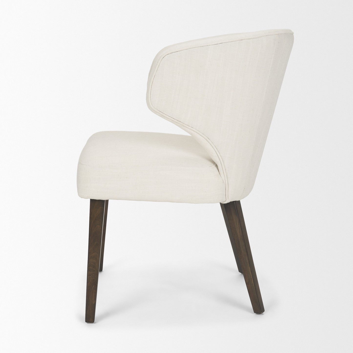 Niles 20" Seat Height Cream Fabric Seat W/ Dark Brown Wooden Legs Wingback Dining Chair