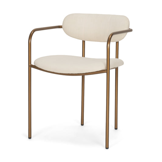 Parker I Cream Fabric Seat Gold Metal Frame Dining Chair