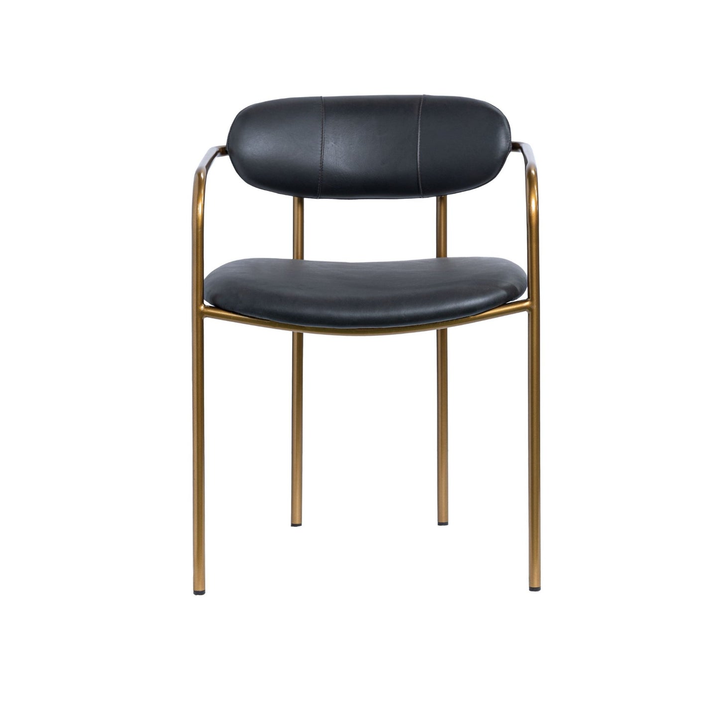 Parker Black Leather Seat Gold Metal Dining Chair