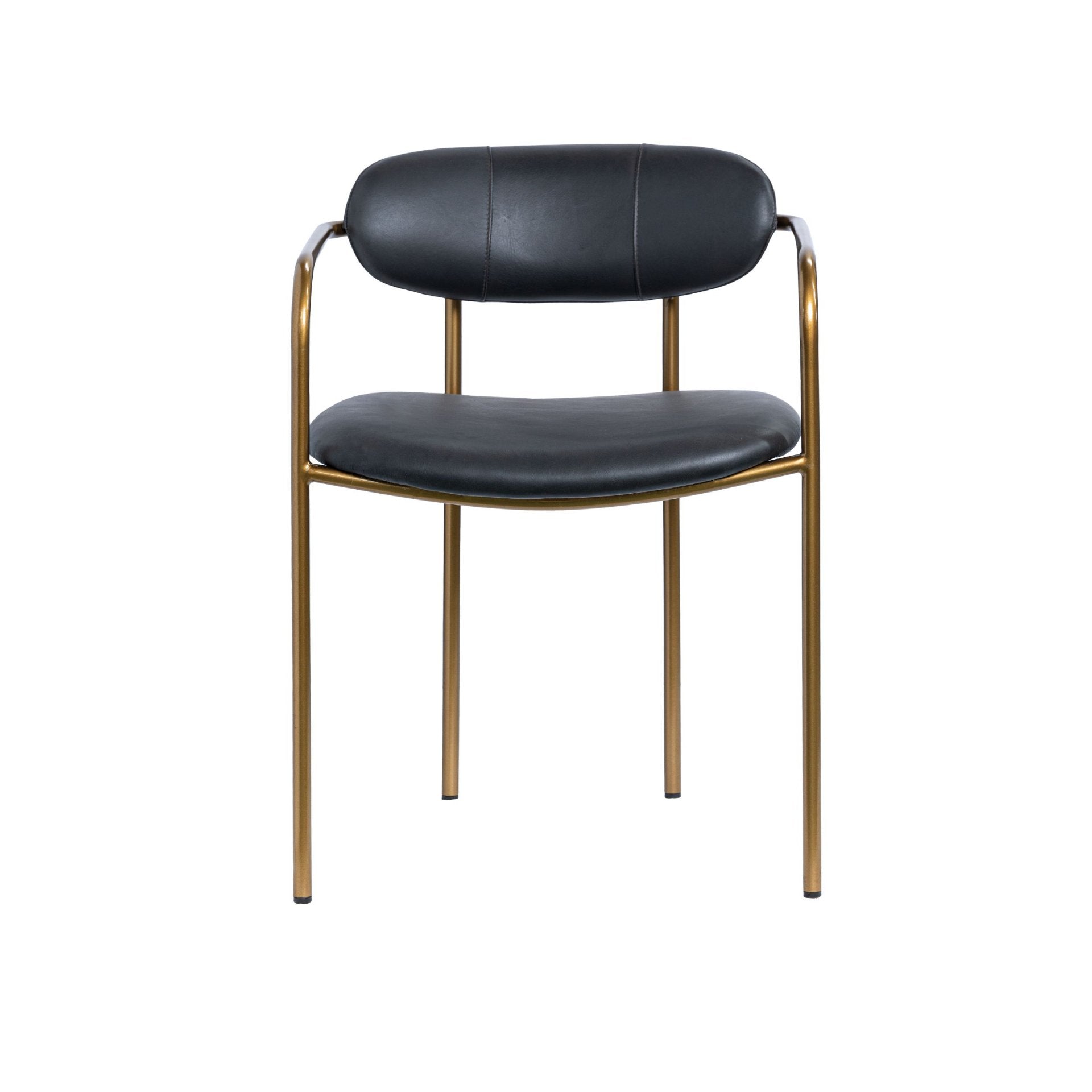 Parker Black Leather Seat Gold Metal Dining Chair