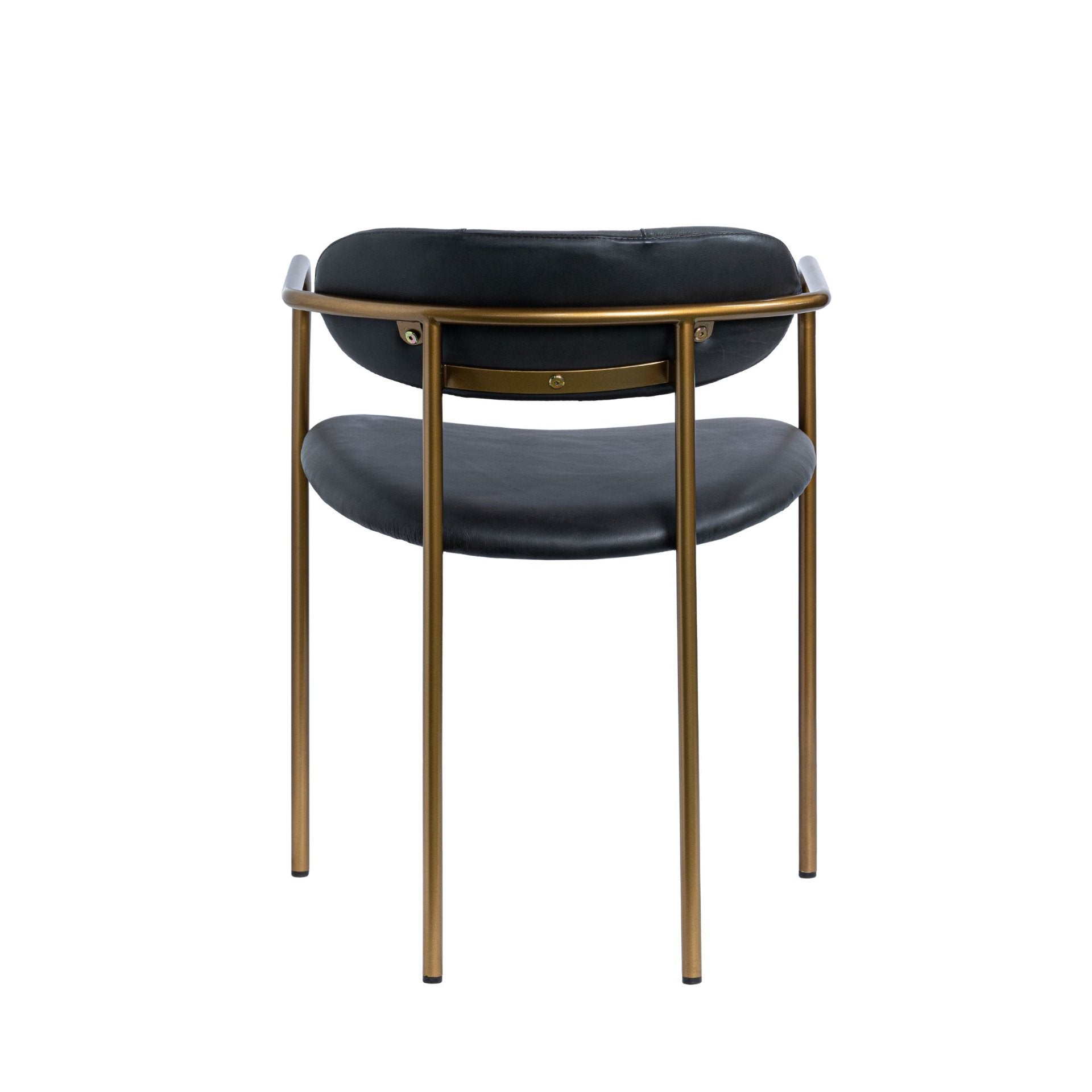 Parker Black Leather Seat Gold Metal Dining Chair