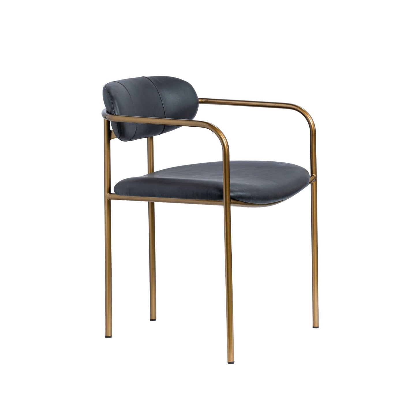 Parker Black Leather Seat Gold Metal Dining Chair